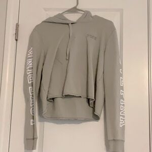 Large Gray Victoria Secret Crop Hoodie
